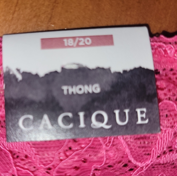 NEW NWT Cacique Plus Size Vibrant Pink Lace Thong With Bows Size 18/20 - Picture 3 of 6